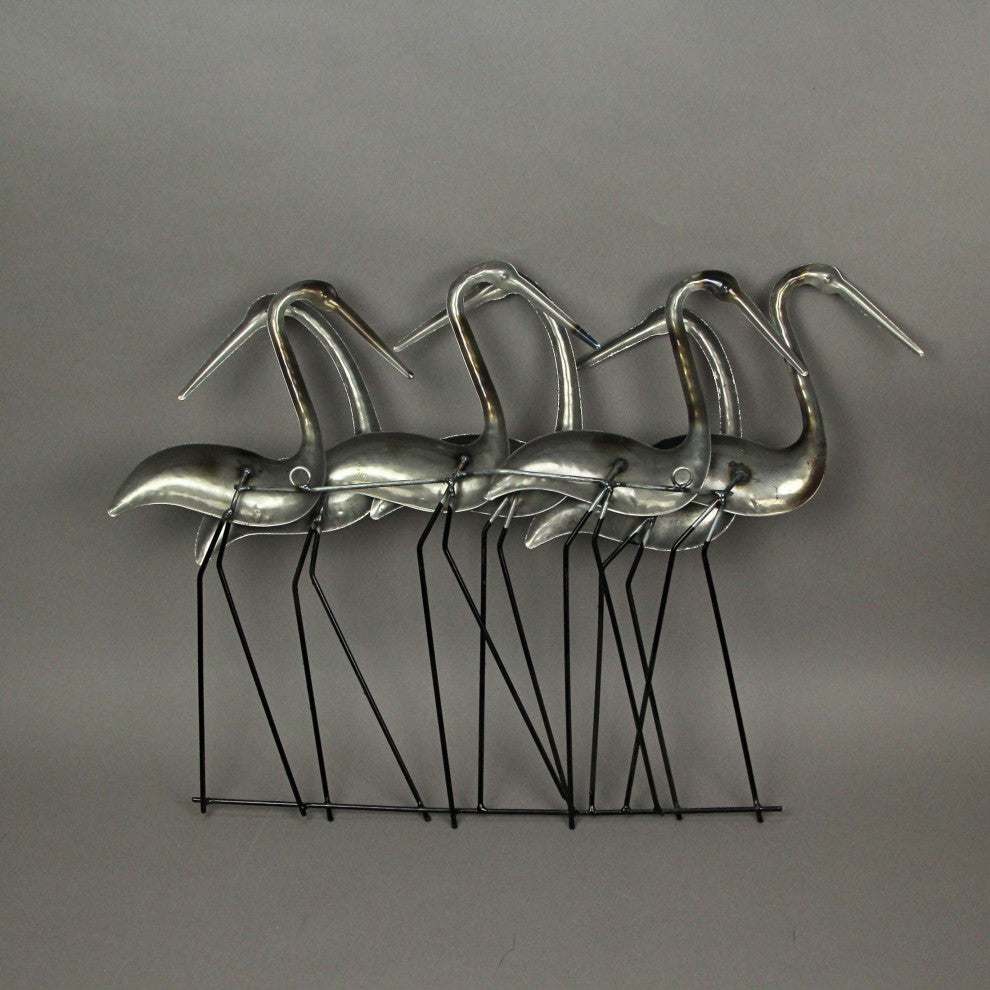 Metal Flock Of Coastal Birds Wall Art Sculpture Hanging Ocean Beach Home Decor