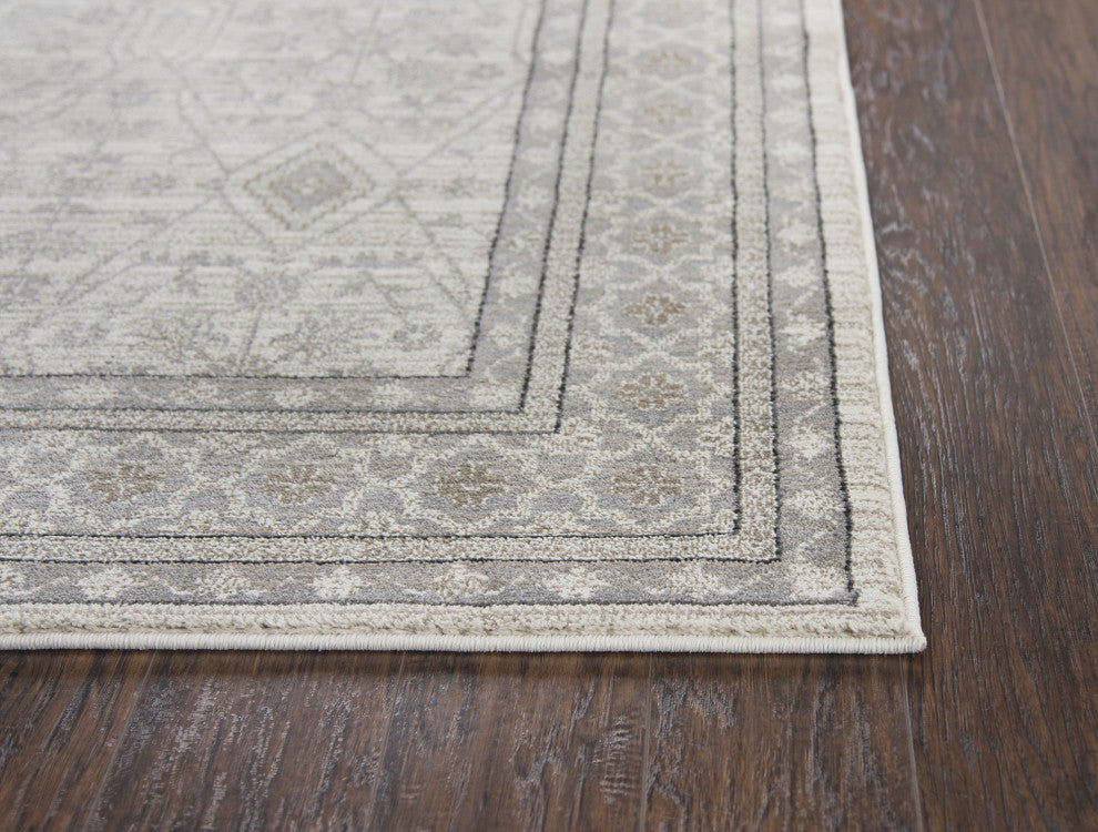 Rizzy Home Panache PN6976 Beige Motif Area Rug, Rectangular 6'7"x9'6"
