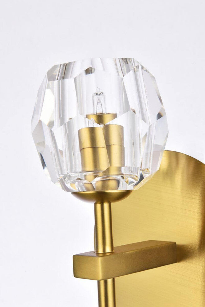 1 Light 8" Tall Gold LED Crystal Wall Sconce
