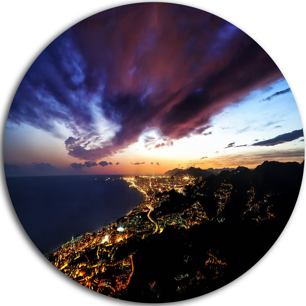 Barcelona Skyline Panorama, Cityscape Round Wall Art, 23"