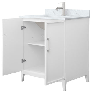 Elan 30" Single Vanity, White, White Carrara Marble Top, Nickel Trim