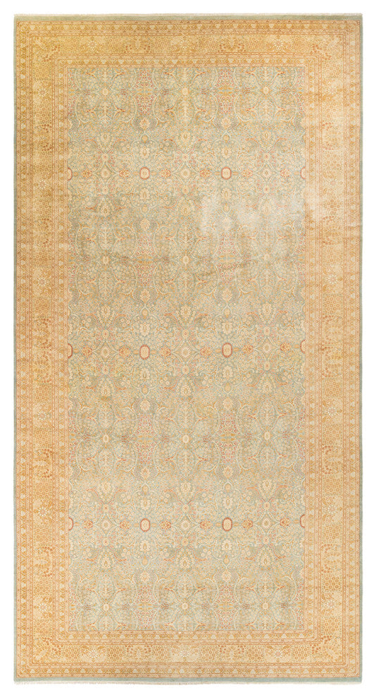 Mogul, One-of-a-Kind Hand-Knotted Runner Light Blue, 9'3"x18'2"