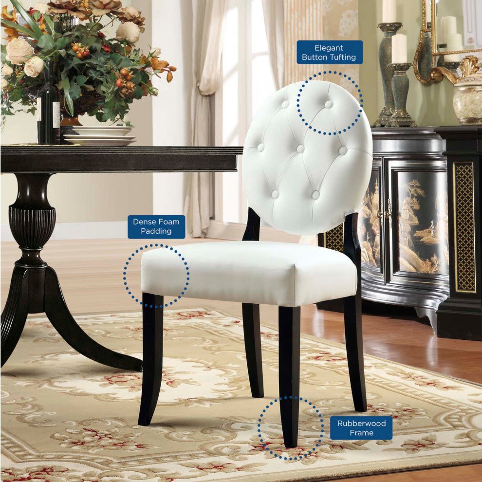 Modern White Button Dining Chairs Set of 2