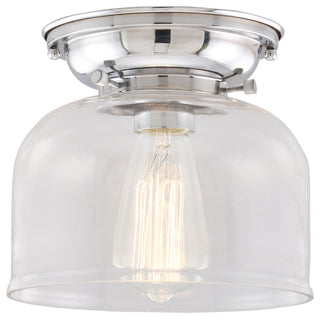 Large Bell 1-Light Flush Mount, Polished Chrome, Clear