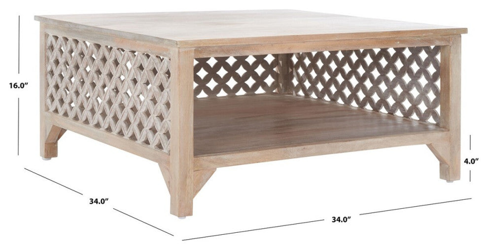 Safavieh Squall Square 1 Shelf Coffee Table, Burnt White