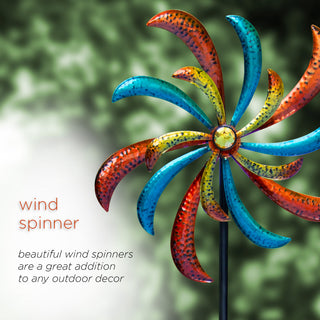 63" Tall Outdoor Curved Blade Windmill Stake Kinetic Spinner