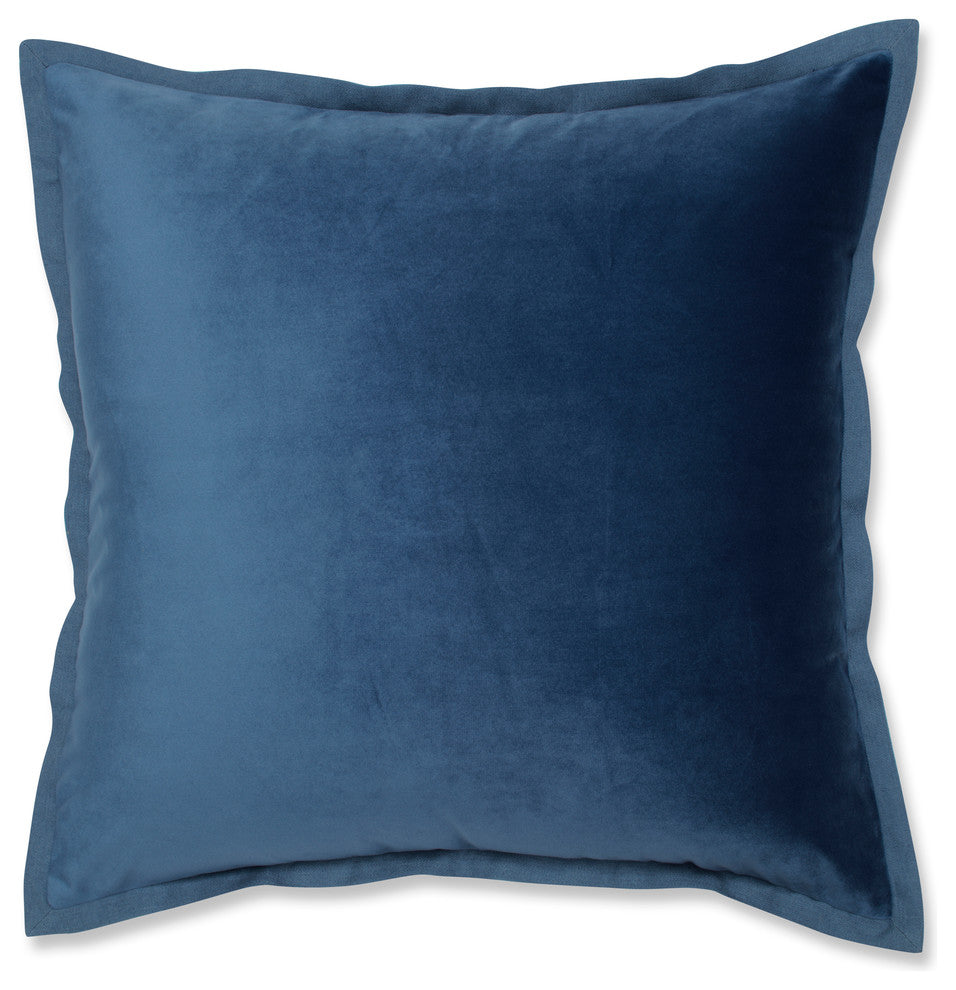Velvet Flange Azure Blue Throw Pillow, 18"