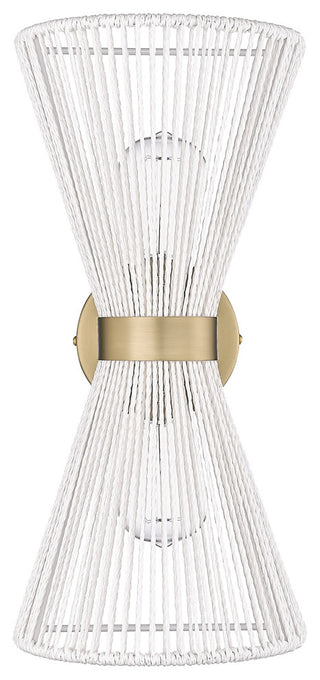 Avon 2-Light Wall Sconce, Brushed Champagne Bronze With Bleached White Raphia Rope Shade