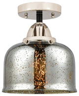 Large Bell Semi-Flush Mount, Black Polished Nickel, Silver Plated Mercury