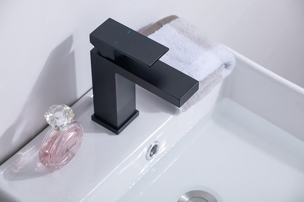Alma Single Handle Basin Faucet with a pop up drain , Upc Certified, Black