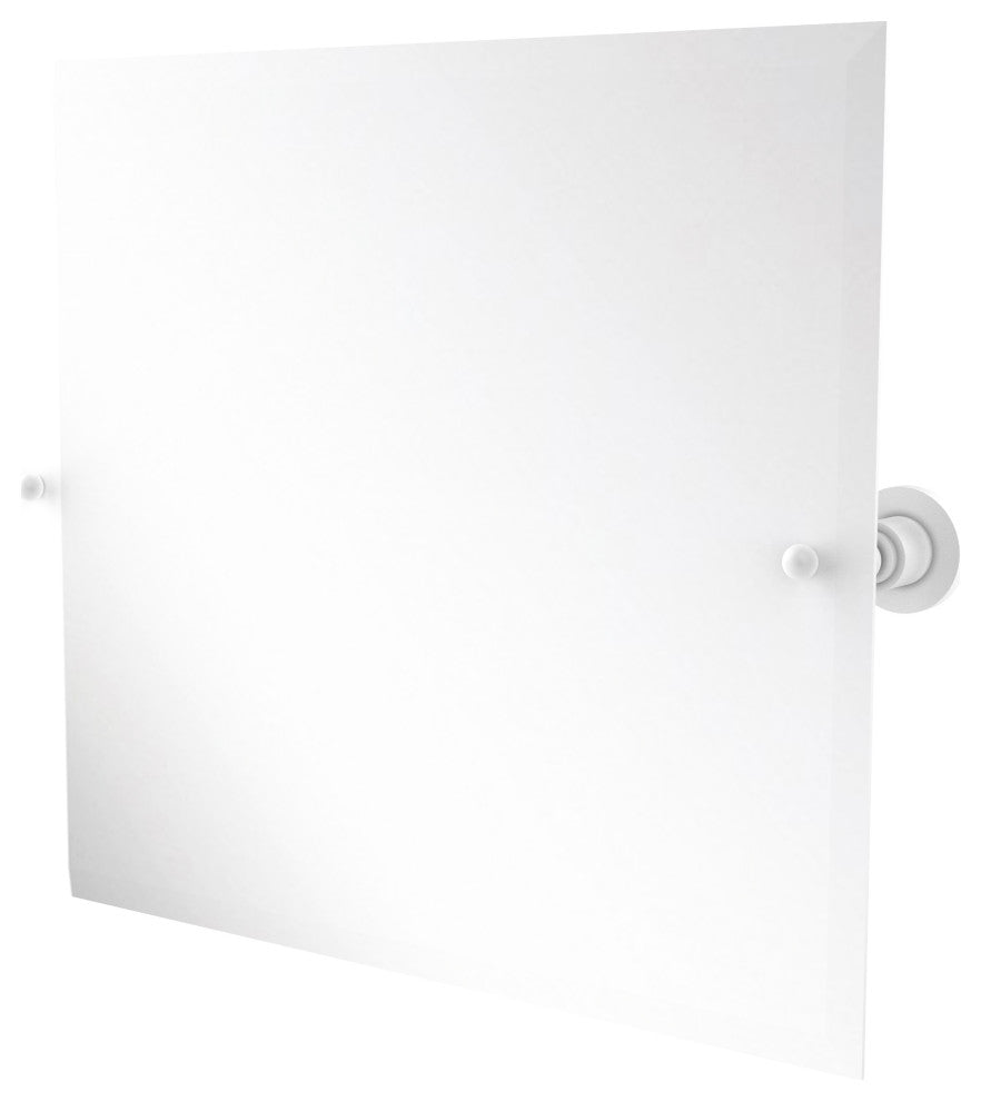 Frameless Landscape Tilt Mirror with Beveled Edge, Matte White