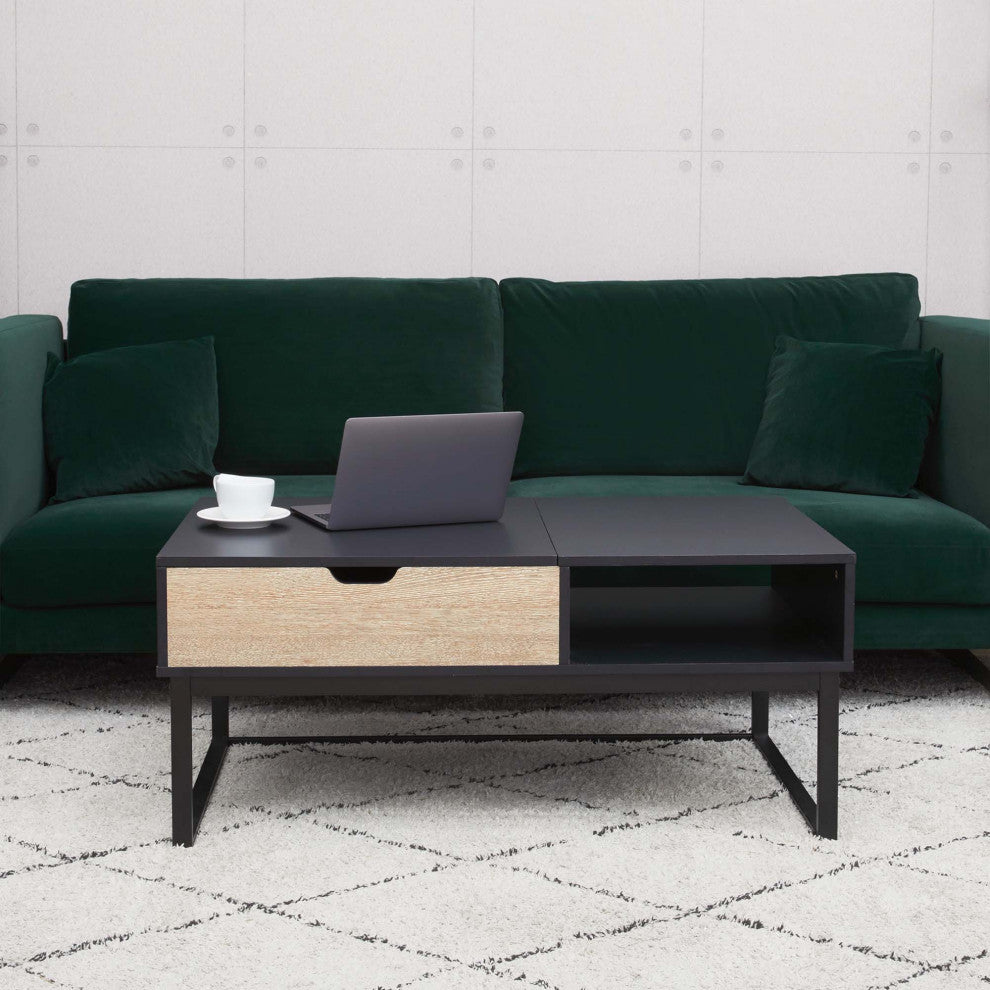 Lift Top Coffee Table w/ Storage, Metal Legs