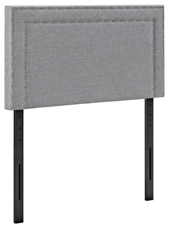 Jessamine Twin Upholstered Fabric Headboard, Light Gray