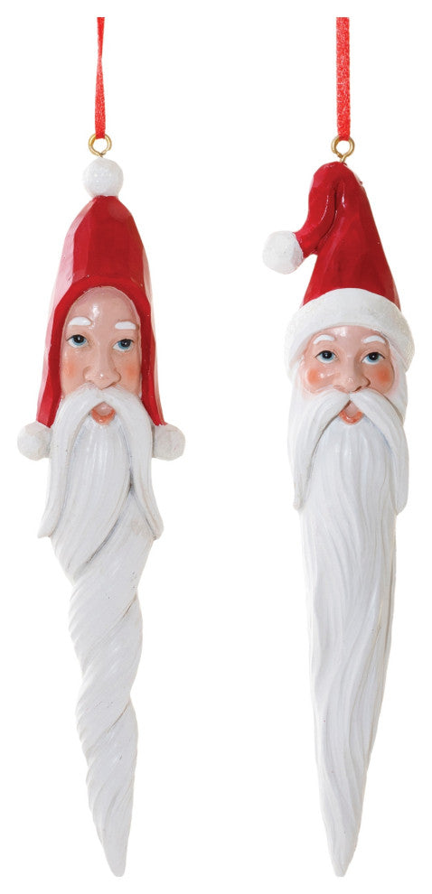 Carved Santa Drop Ornament, 6-Piece Set