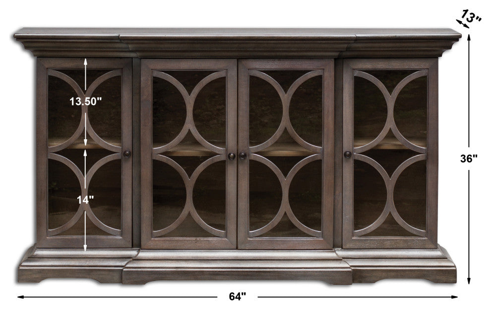 Uttermost Belino 4-Door Contemporary Wood Chest in Silver/Brown