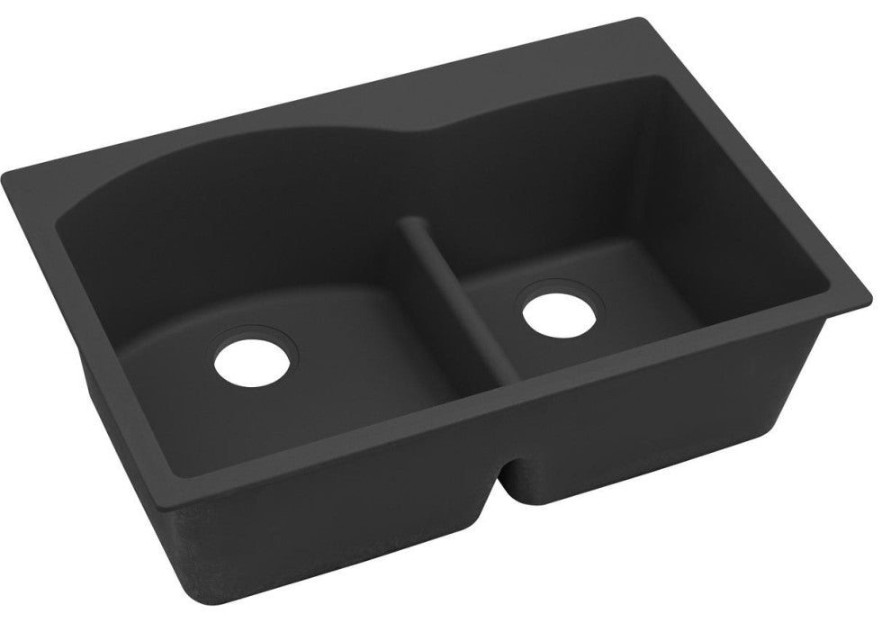 ELGH3322RBK0 Quartz Classic 33" x 22" Drop-in Sink with Aqua Divide, Black