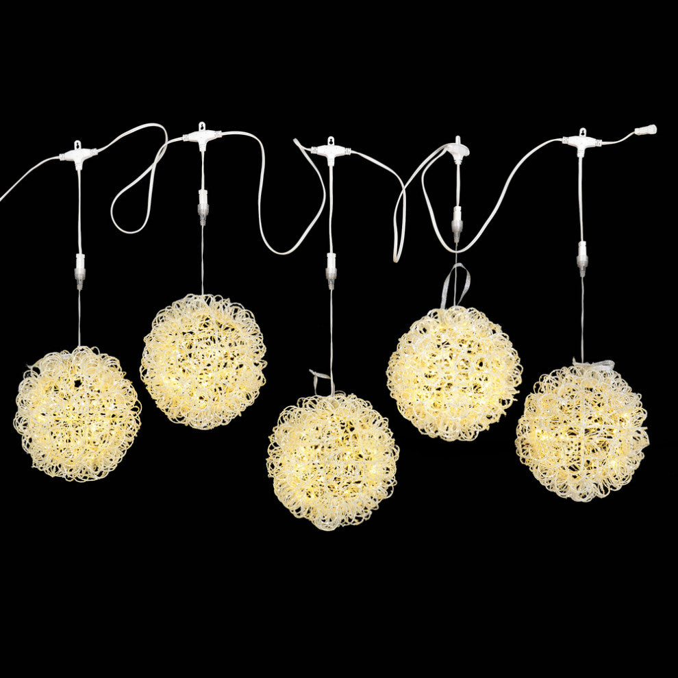 Vickerman X18W1511 8' Warm White Micro Icicle 10" Glitter Vine Ball Light Set