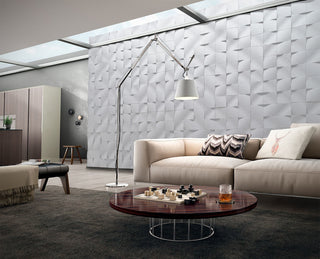 8"x8 "Interior/Exterior Concrete Wall Tile, Wave, White