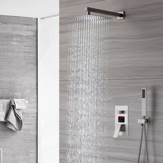 CASAINC 10" Wall Mounted Luxury Shower System Set with Digital Temp Display, Brushed Nickel