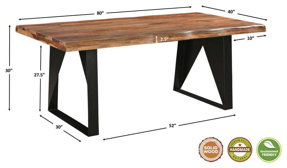 Damian 7-piece Live Edge Solid Wood Dining Set, Brown