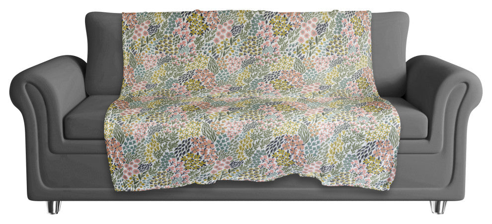 Funky Floral 50x60 Coral Fleece Blanket