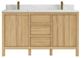 Elizabeth 60 Double Bathroom Vanity in Light Natural Teak 1.5" Empira Quartz