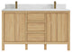 Elizabeth 60 Double Bathroom Vanity in Light Natural Teak 1.5" Empira Quartz