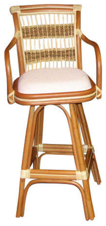 Spice Island 30" Bar Stool in Natural, Aqua Fabric