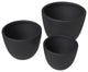 Dahlia 3-Piece Planter Set, Fiberstone and Clay, Black