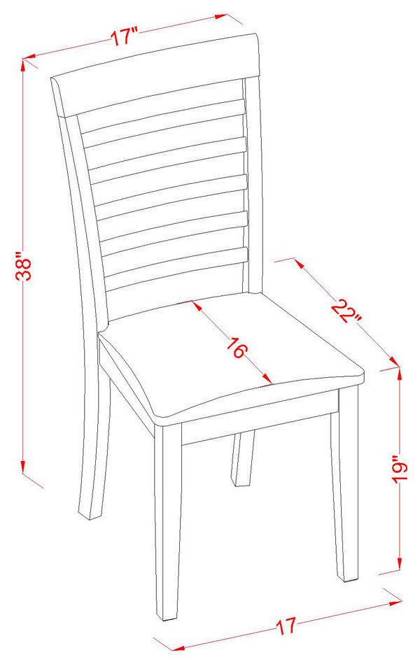 5Pc Dining Set, A Table, 4 Dinette Chairs, Faux Leather Seat, Mahogany Finish