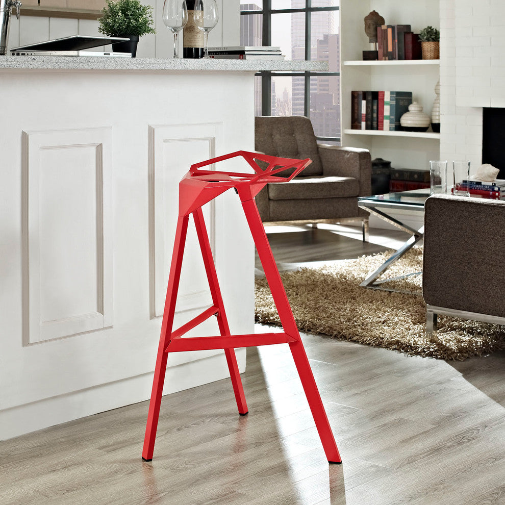 Modern Contemporary Dining Kitchen Stacking Bar Stool Red