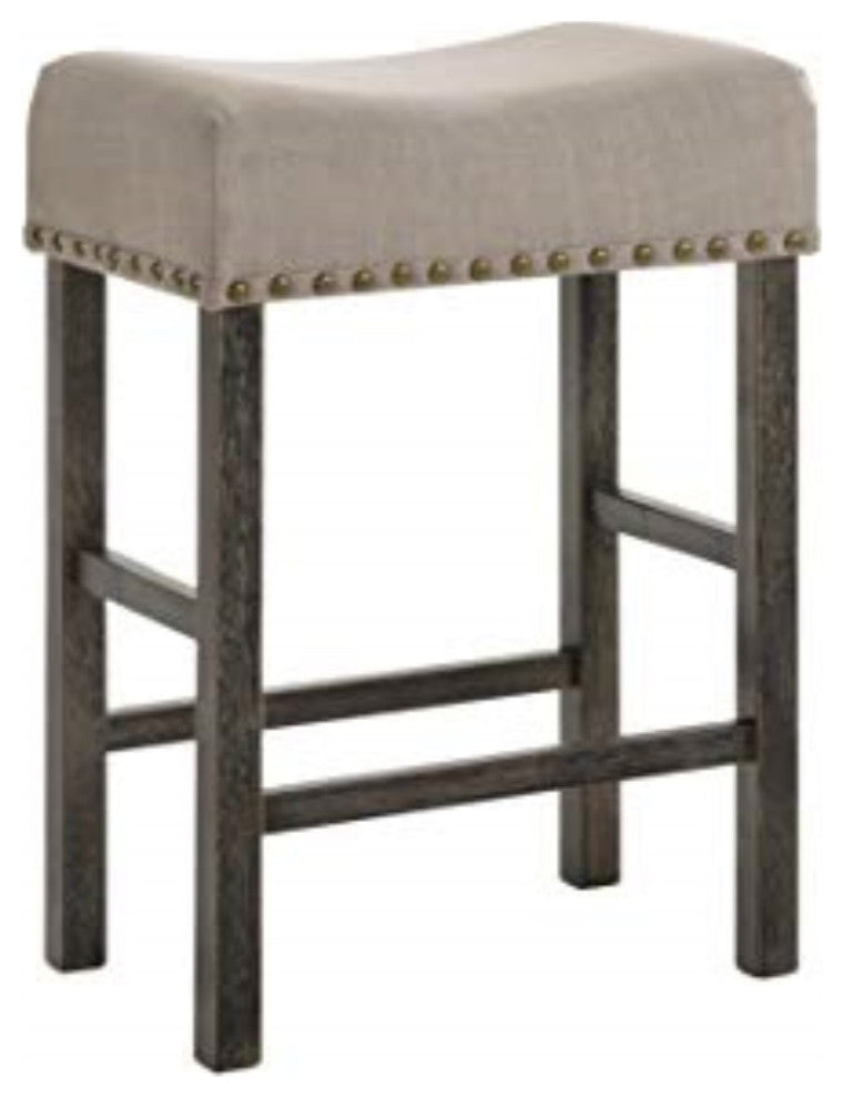 73833 Counter Height Stool Set of 2, Tan Linen and Weathered Gray