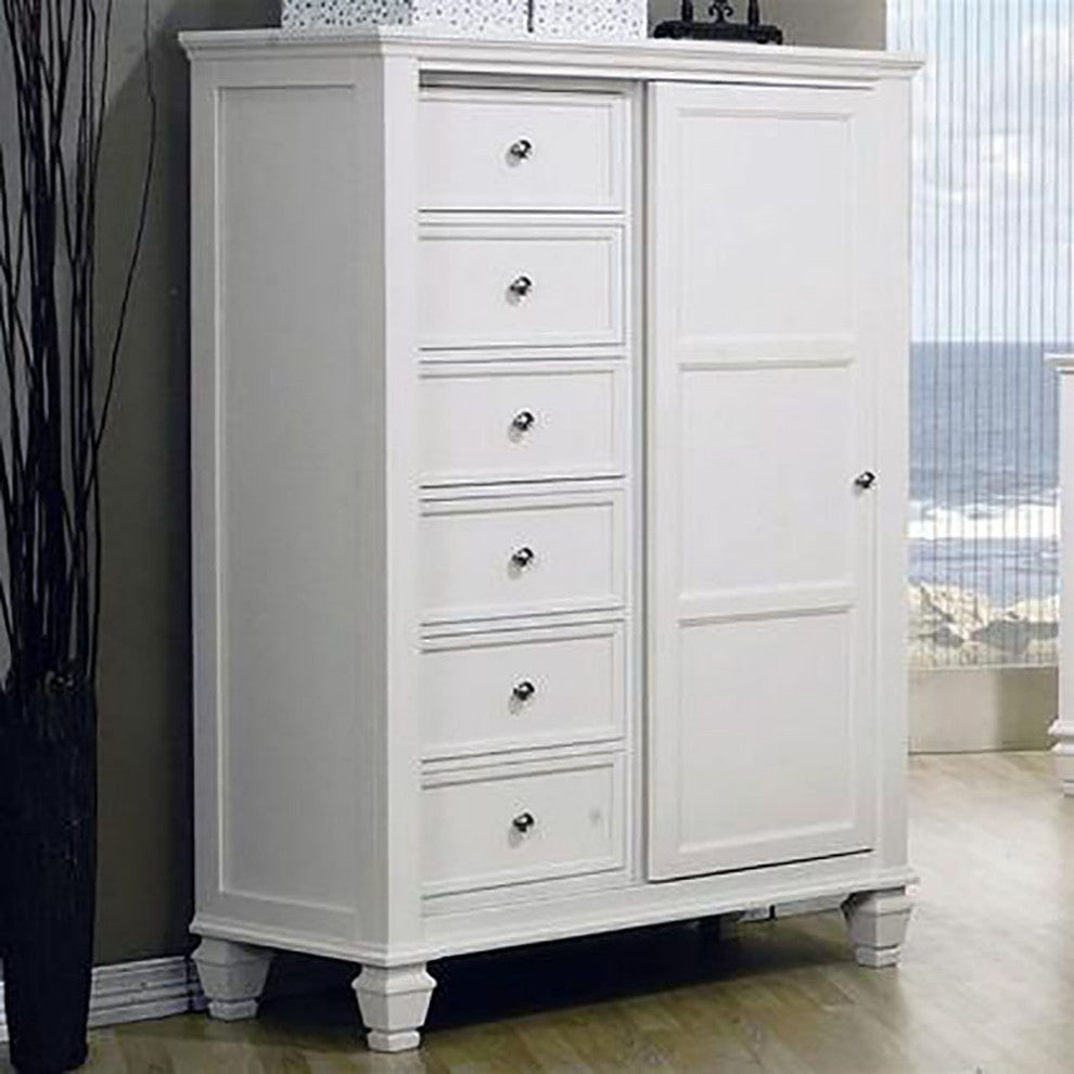 Wood Chest with 8 Drawers, White