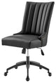 Computer Work Desk Tufted Chair, Faux Vegan Leather, Black, Home Business Office