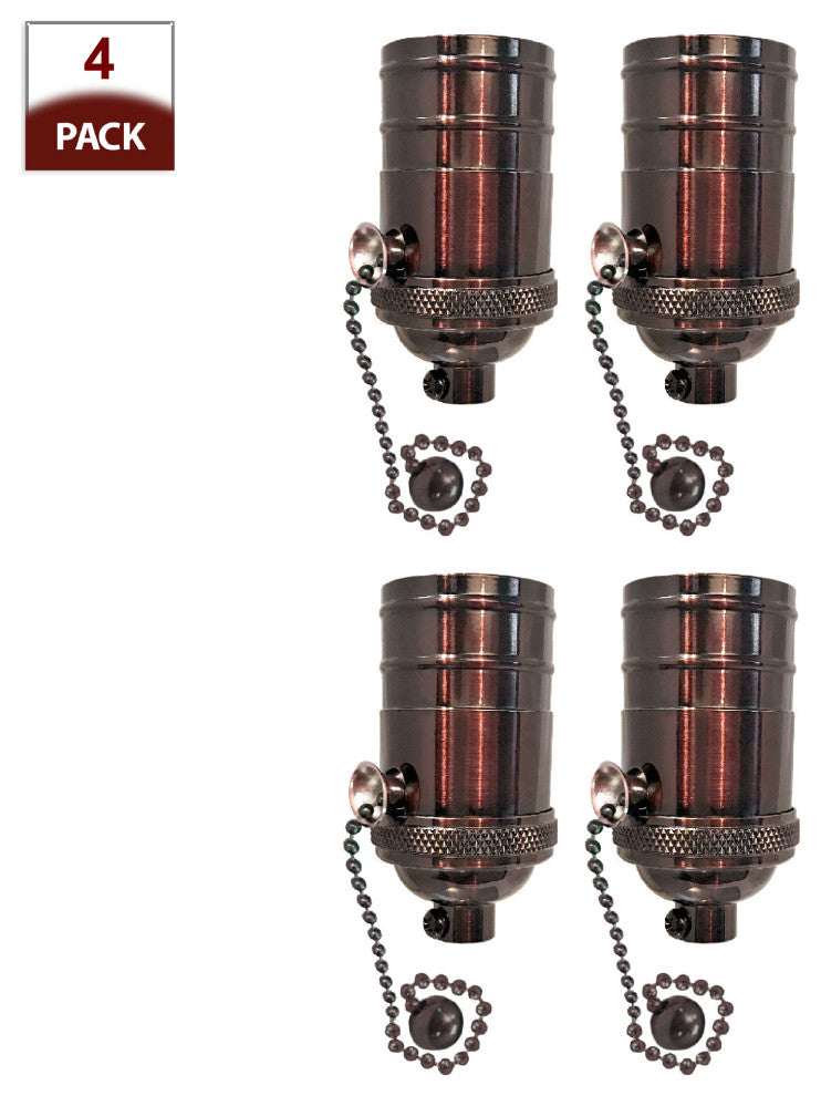 Royal Designs, Inc. Vintage Pull Chain Lamp Socket, Oil Rubbed Bronze, Set of 4