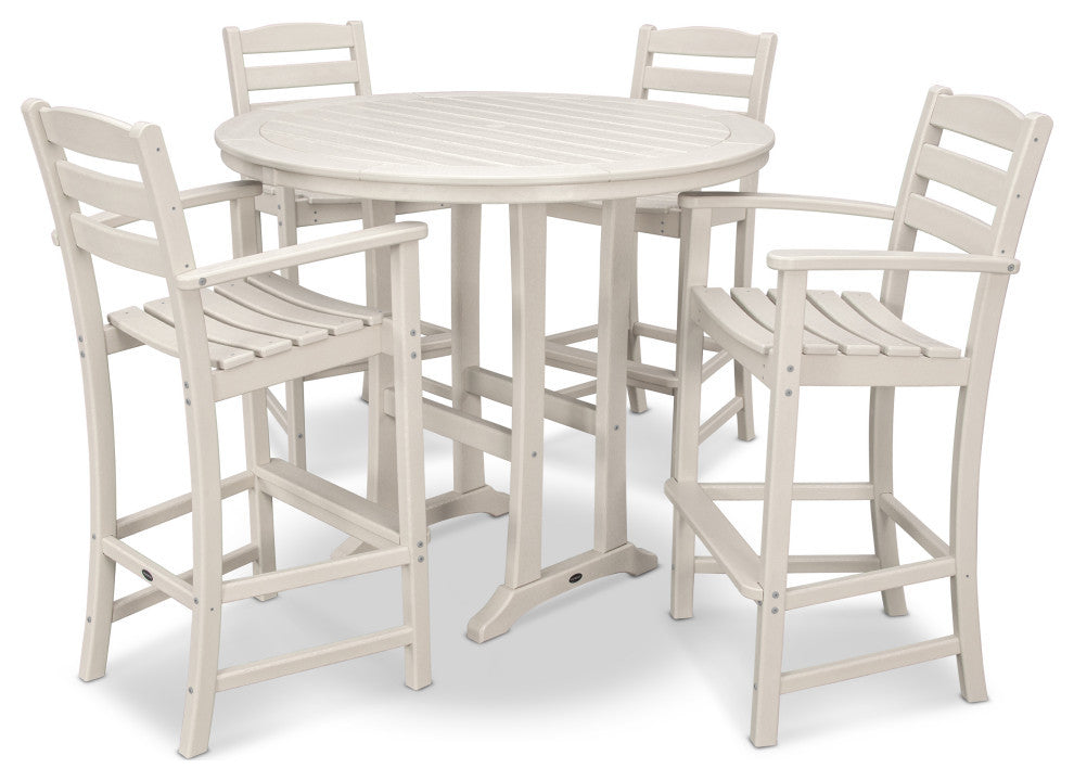 POLYWOOD 5-Piece La Casa Bar Dining Set, Sand