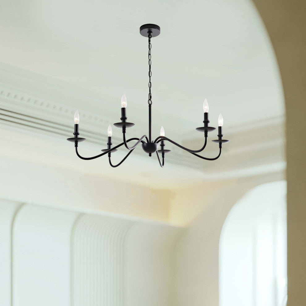Mia Rustic 6-Light Black Metal Chandelier