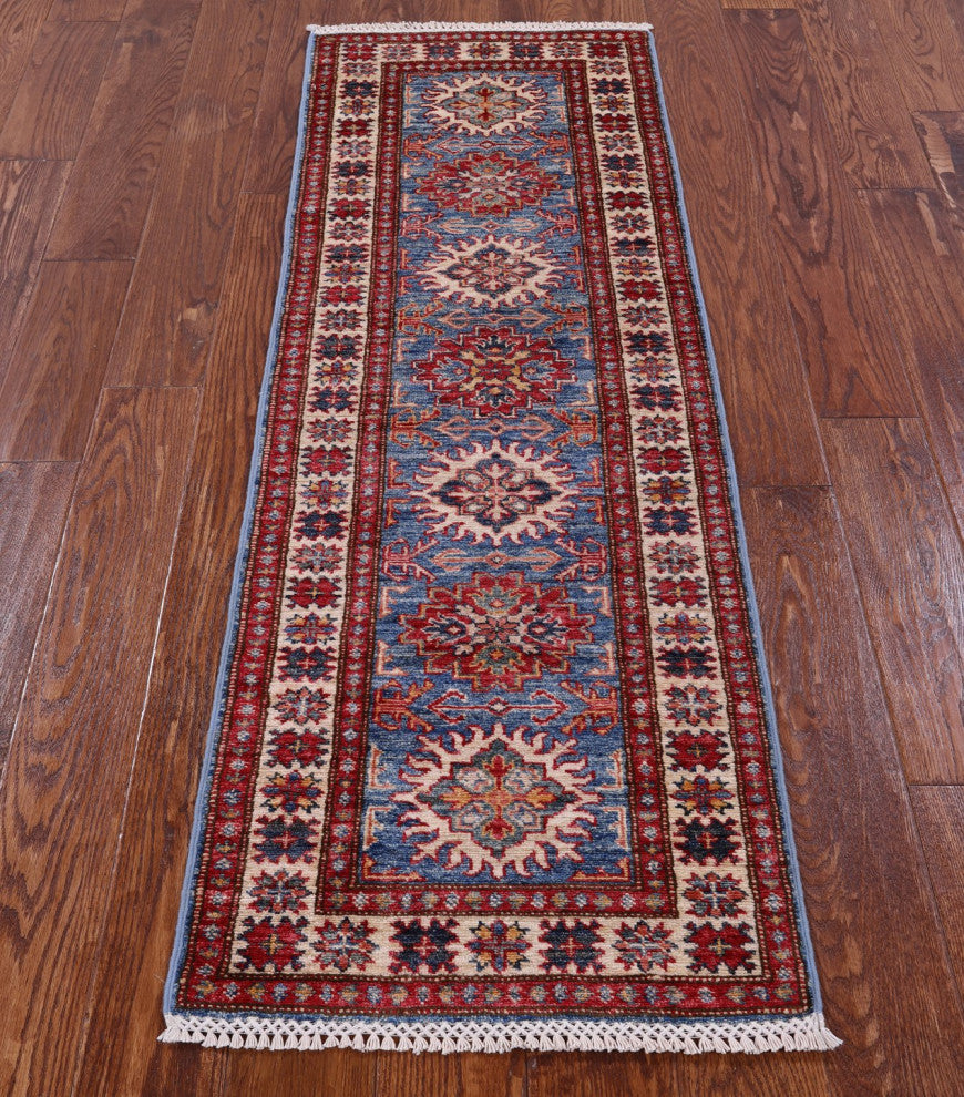 1' 10" X 5' 8" Super Kazak Hand-Knotted Wool Runner Rug Q10304
