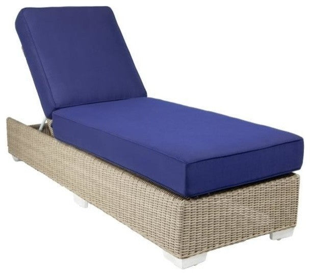 Palisades Outdoor Chaise Lounge Sunbrella Cushions, Gray, Canvas Air Blue