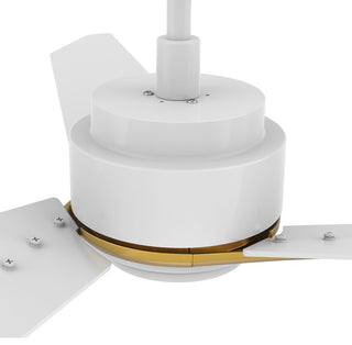 CARRO 52'' Smart DC Ceiling Fan with Remote Dimmable LED Light, White/Gold
