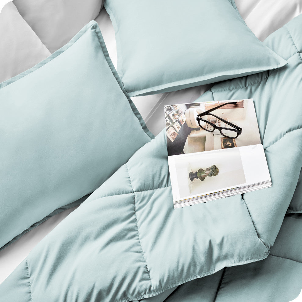 Bare Home Down Alternative Comforter Set, Light Blue, Twin/Twin Xl