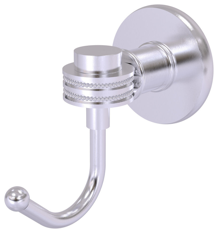 Continental Robe Hook With Dotted Accents, Satin Chrome