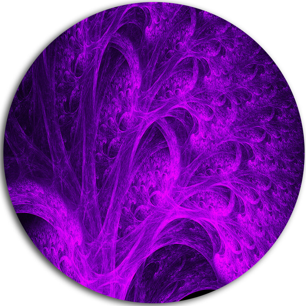 Bright Purple Magical Fractal Forest, Abstract Round Wall Art, 11"