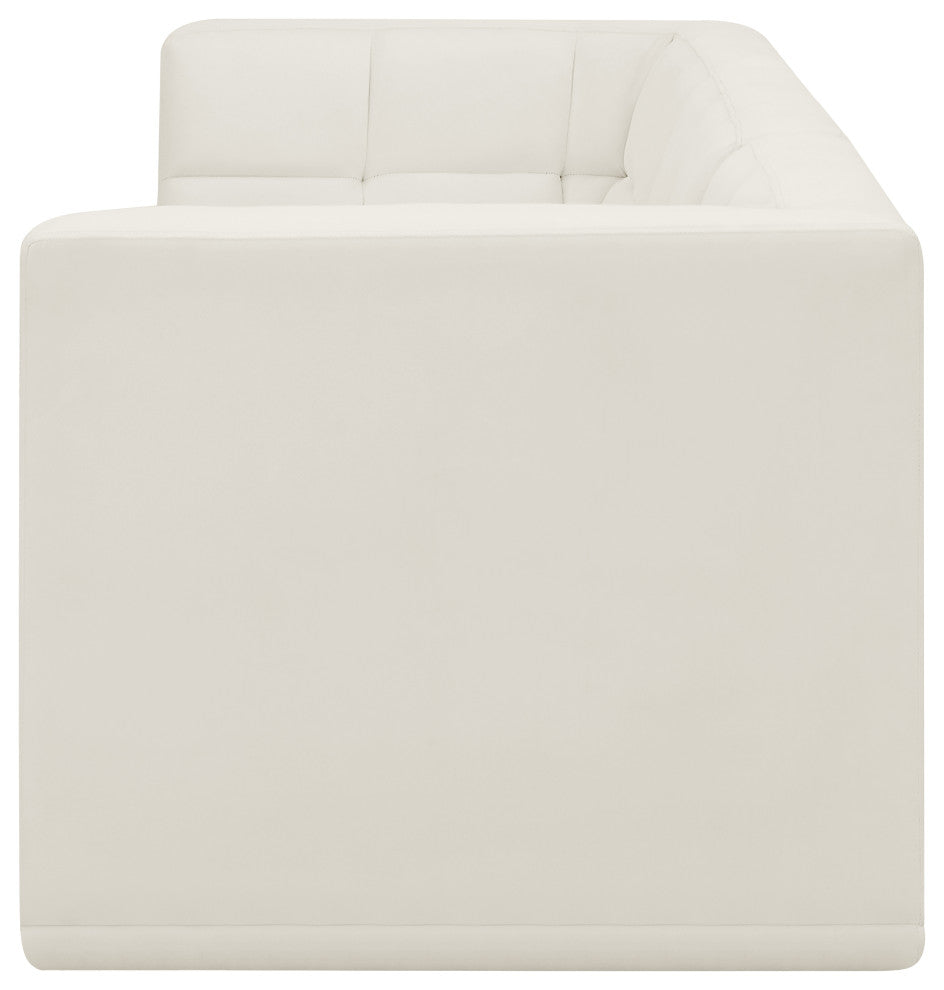 Relax Velvet Upholstered 3-Piece Modular Sofa, Cream