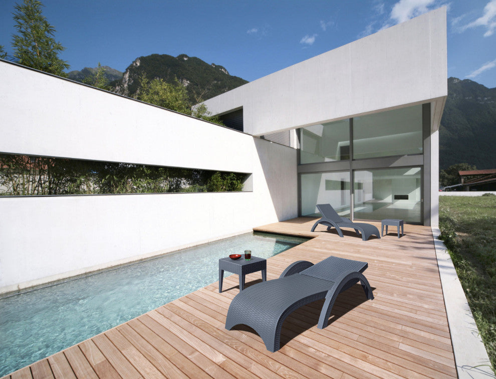 Miami Square Resin Side Table, Dark Gray