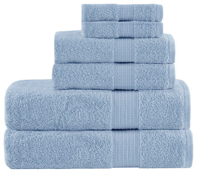 Madison Park Organic 6 Piece Organic Cotton Towel Set, Blue