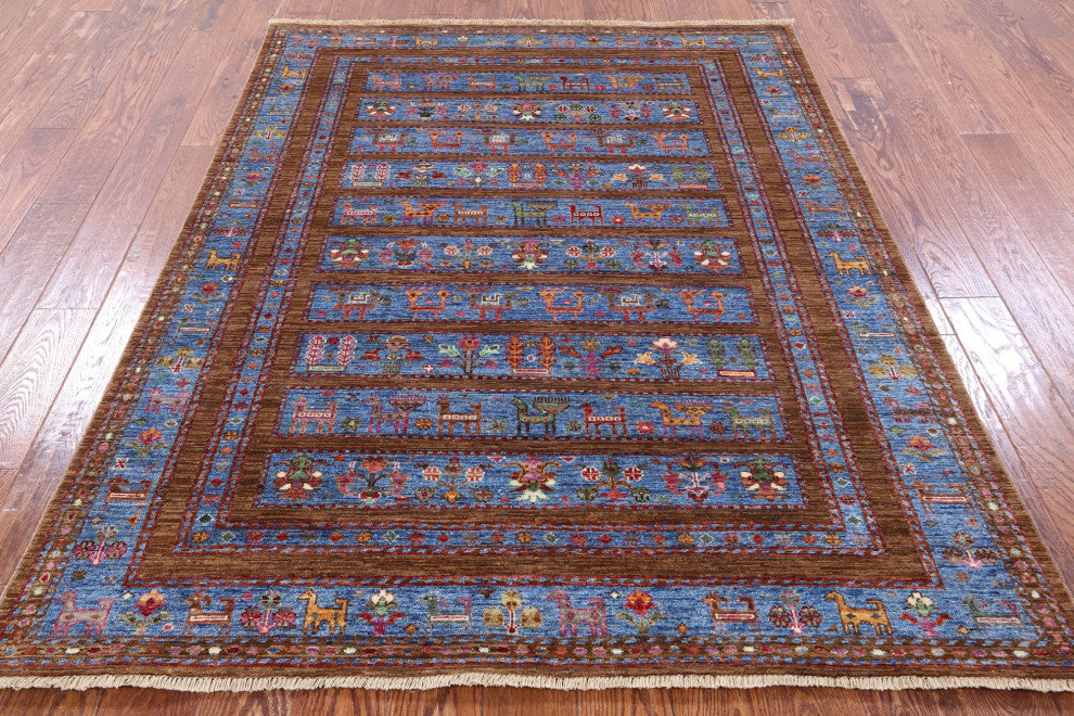5' 0" X 6' 5" Tribal Persian Gabbeh Hand Knotted Rug Q7400