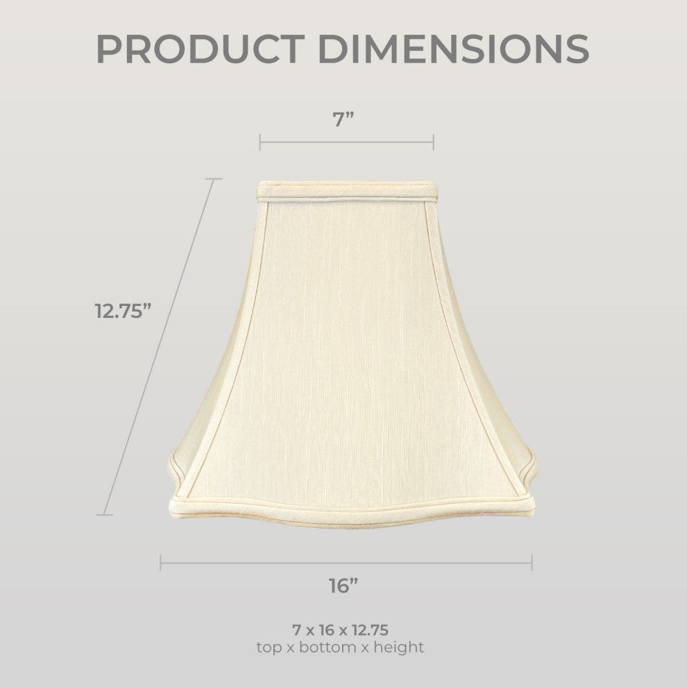 Royal Designs Fancy Square Bell Basic Lamp Shade, Beige, 7x16x12.75, Set of 2