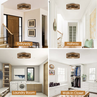 19.5 in Indoor Farmhouse Flush Mount LED Ceiling Fan With Remote Control