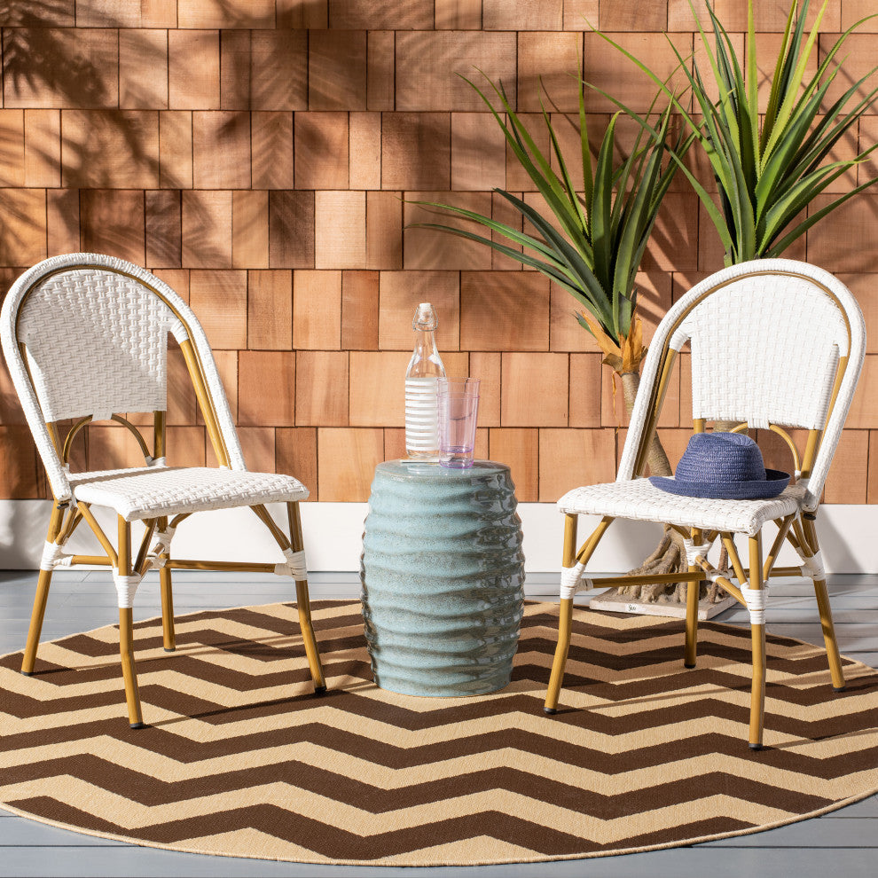 Safavieh Salcha Indoor-Outdoor Stackable Side Chairs, Set of 2, White/Light Brown